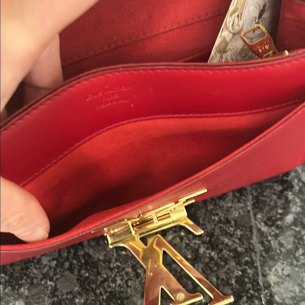 Louis Vuitton Red and Gold Clutch with Chain - Picture 8 of 10